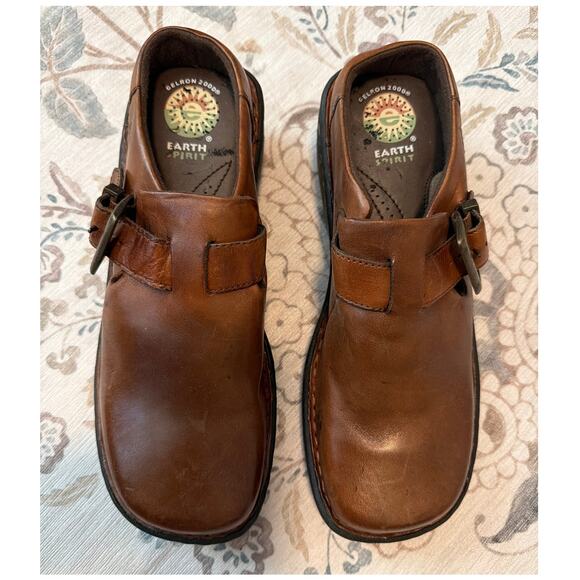 EARTH SPIRIT Women's Size 9.5 Gelron 2000 Hickory II Brown Leather Mule Clog - Picture 2 of 6